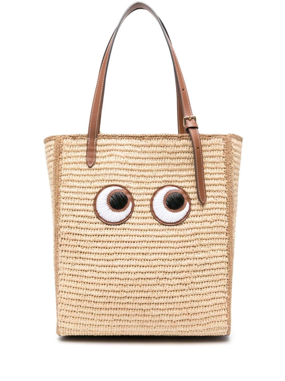 Eyes raffia tote bag - 1