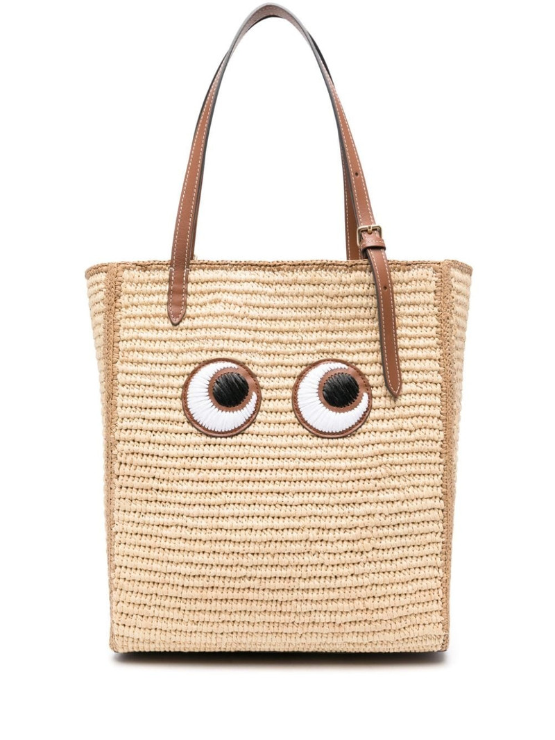 Eyes raffia tote bag 1