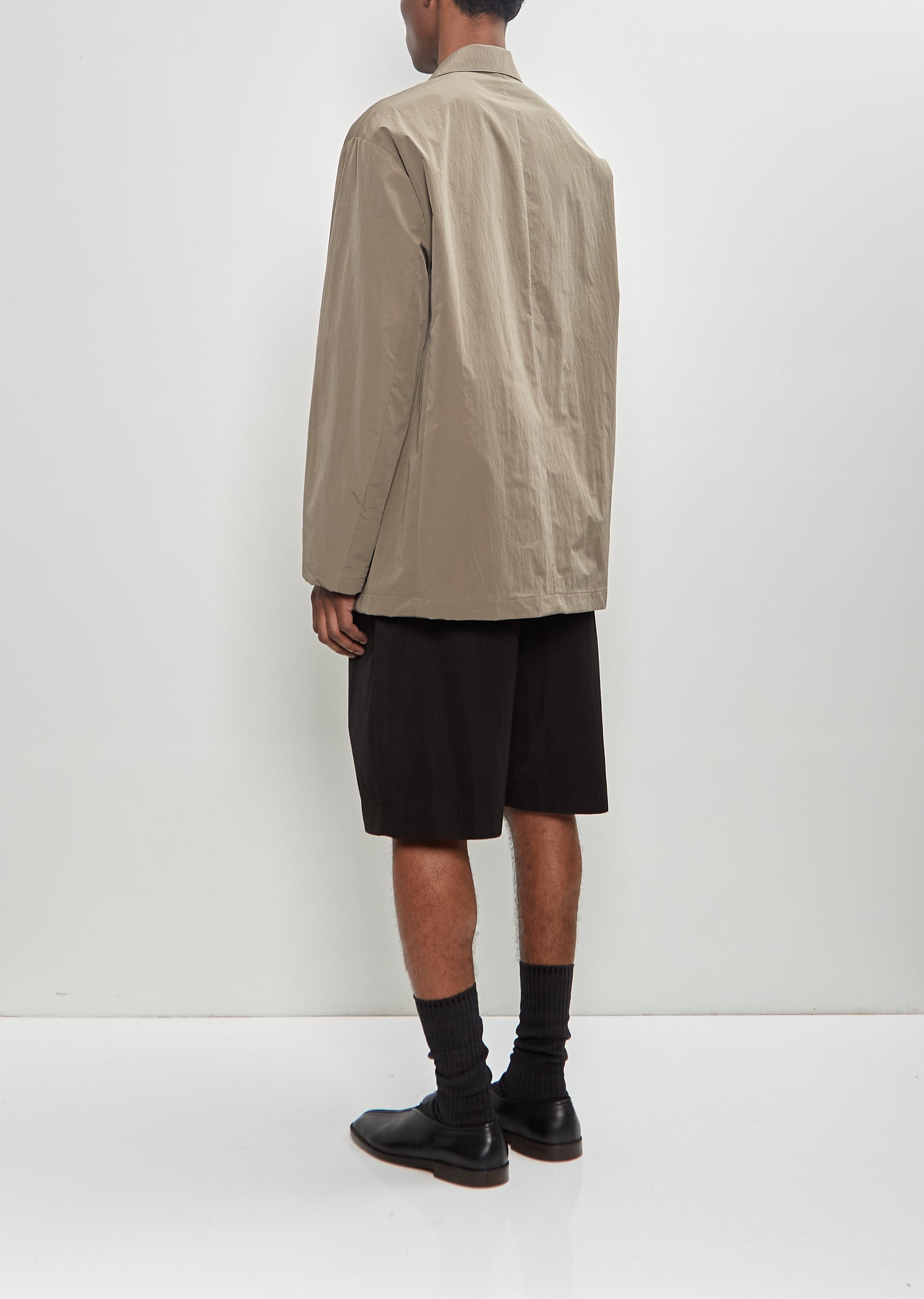 Windproof Nylon Single Breasted Jacket — Taupe - 3