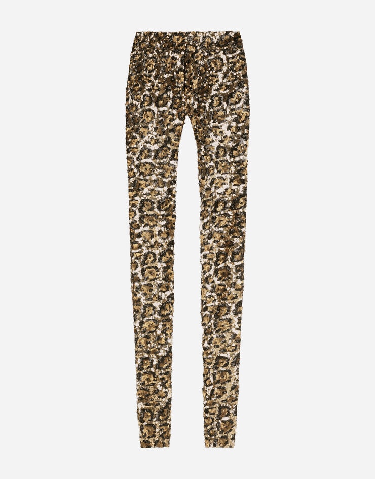 Sequined leopard-design pants - 3