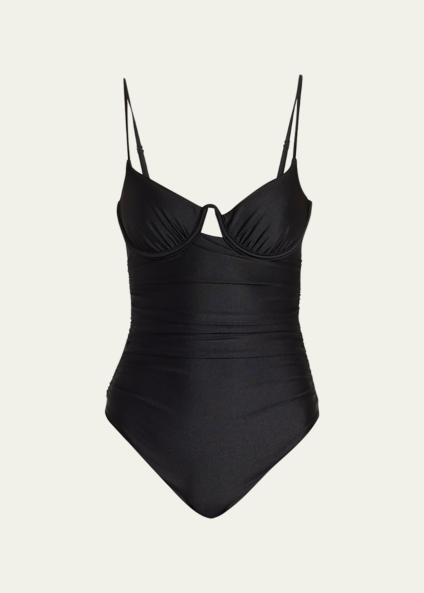 Laine Draped Satin Underwire One-Piece Swimsuit - 1