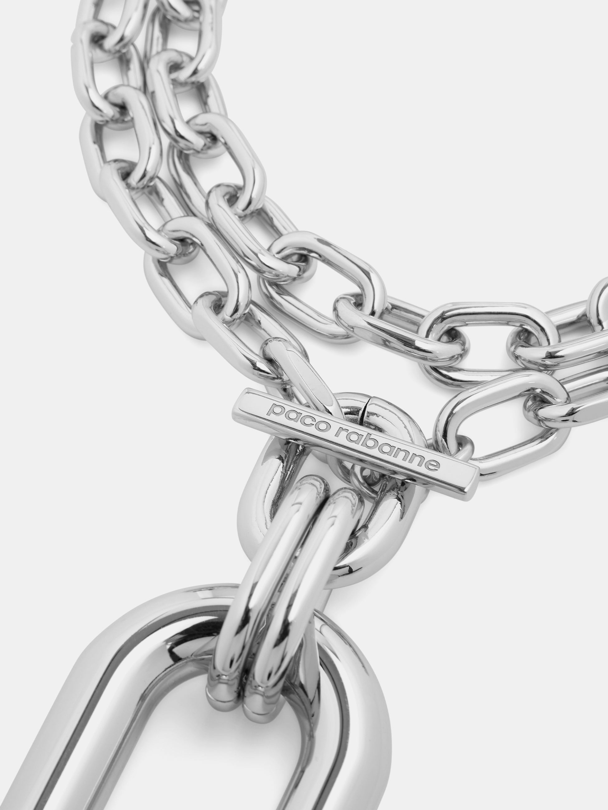 SILVER DOUBLE XL LINK NECKLACE WITH PENDANT - 3