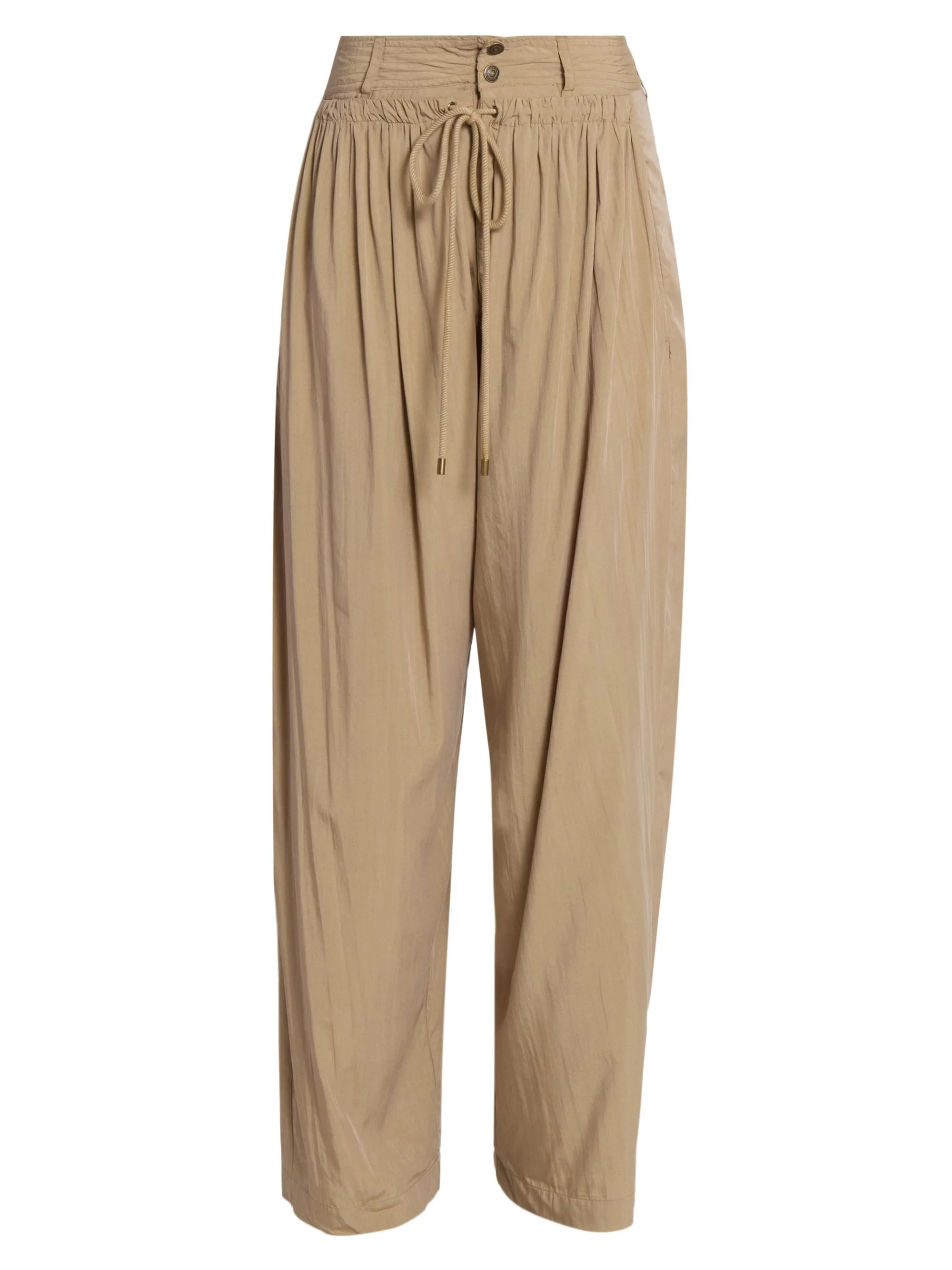 Women's Inaya Pleated Drawstring Modal-Blend Pants - Khaki - 1