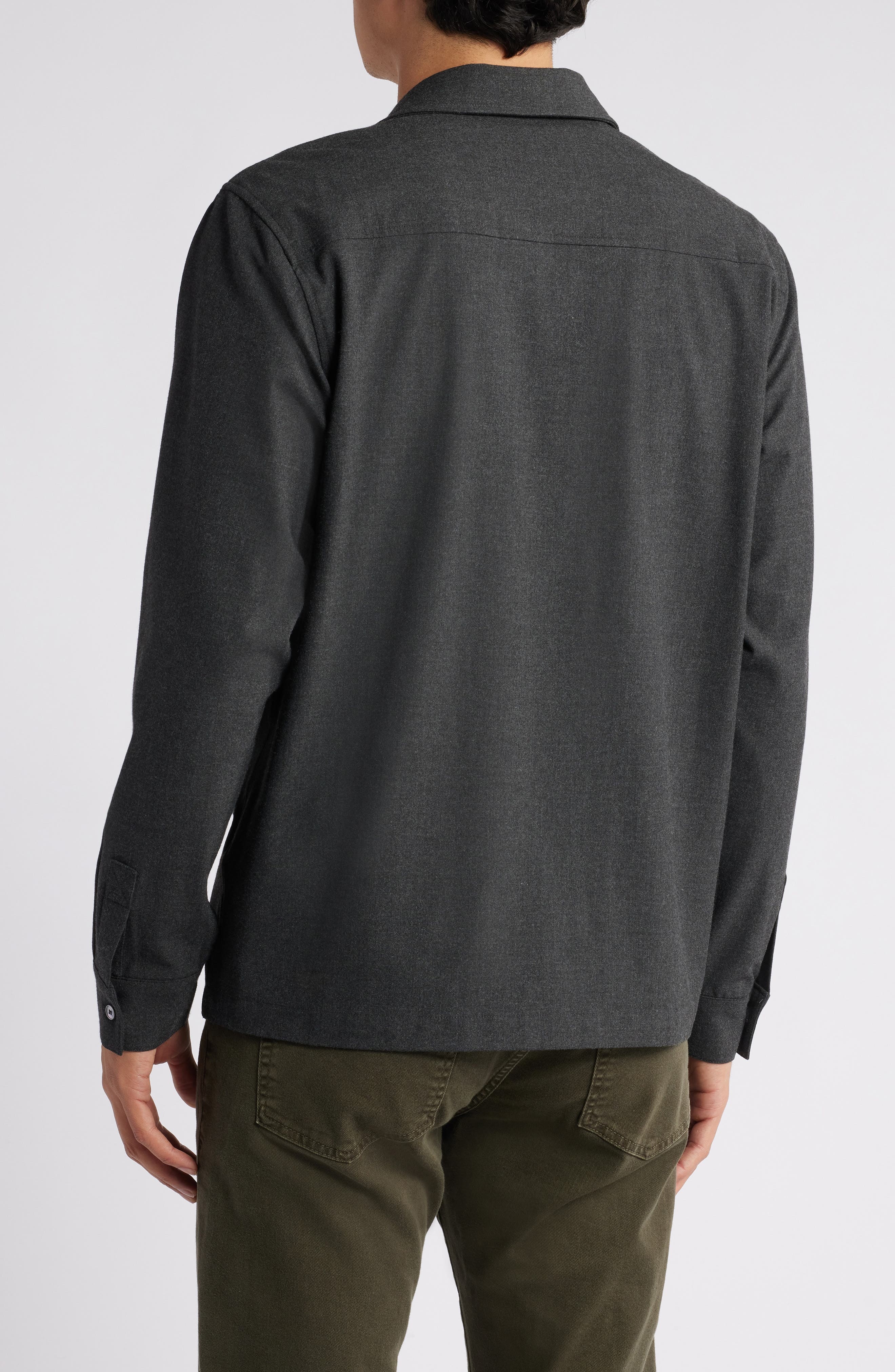FRAME Classic Stretch Flannel Button-Up Shirt in Grey Melange at Nordstrom - 3