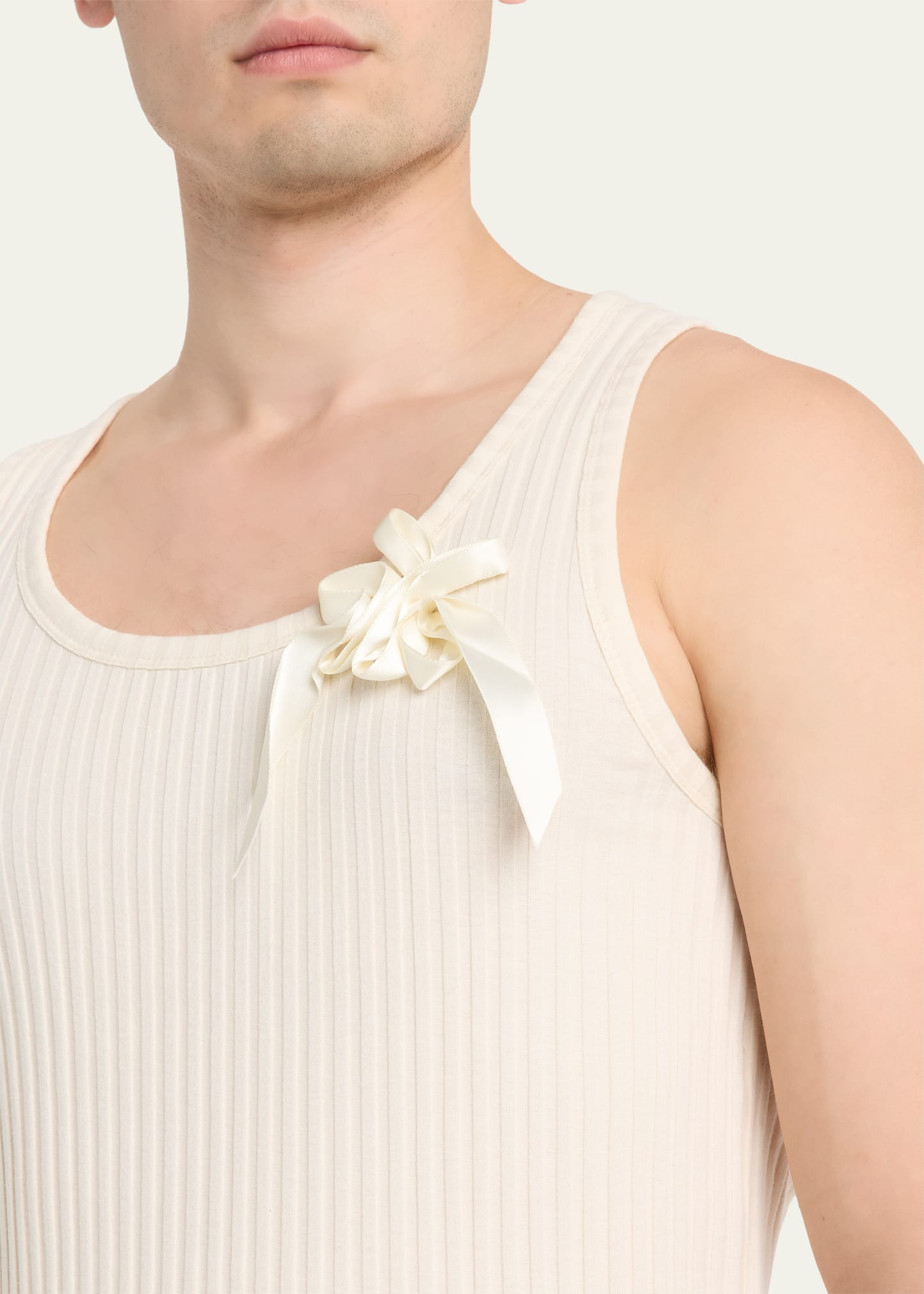 Men's Ribbon-Daisy Ribbed Sleeveless Racerback Shirt - 5