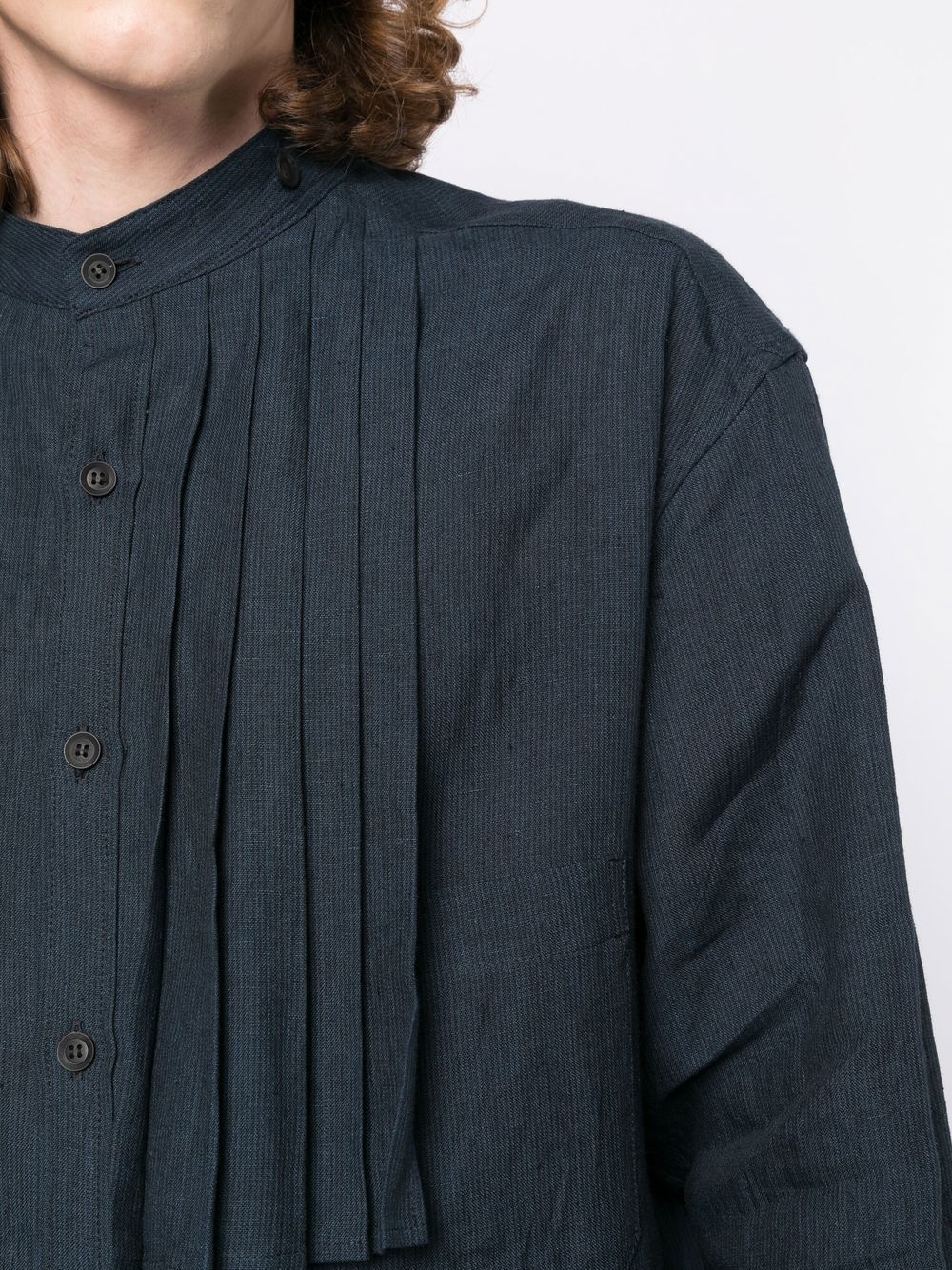pleated-detail cotton shirt - 6