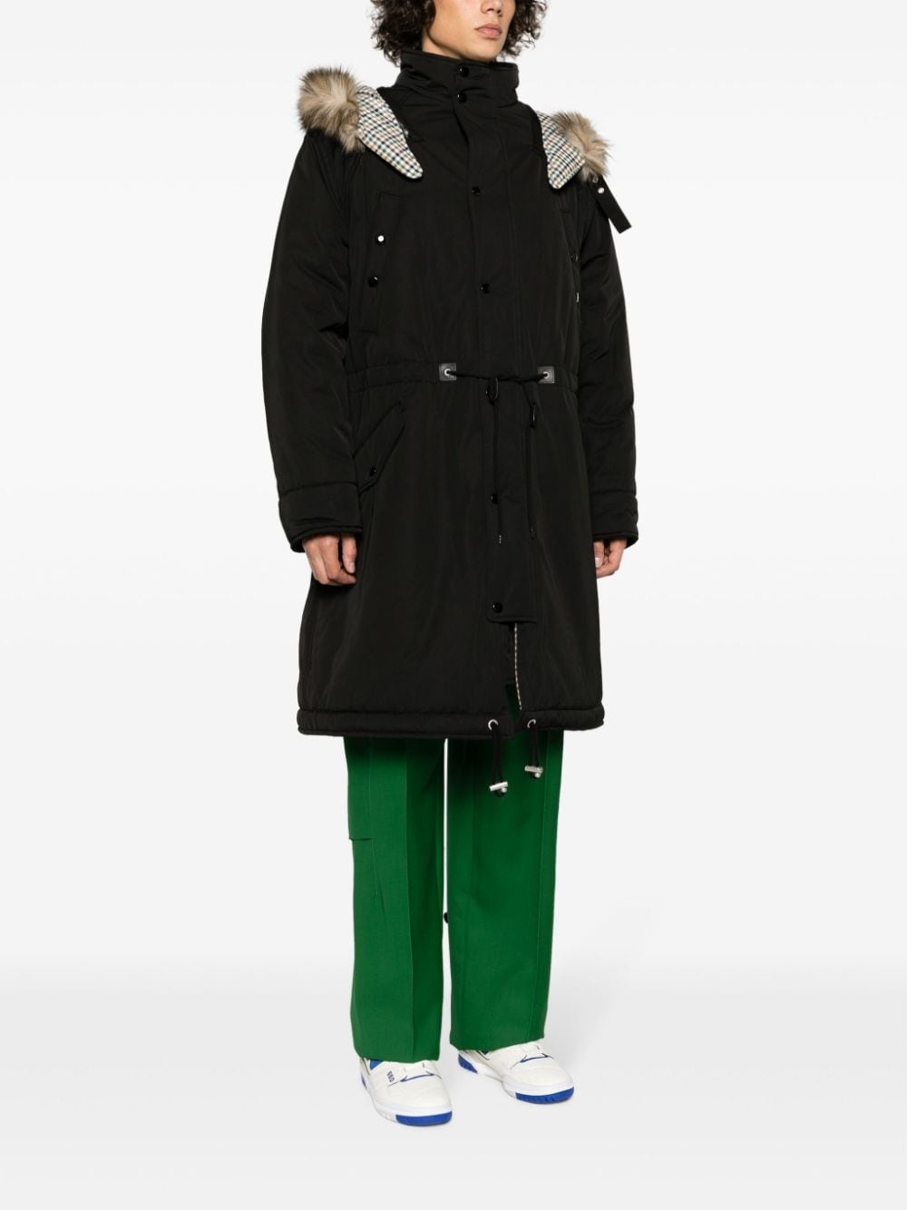 faux-fur-detailed hooded coat - 3