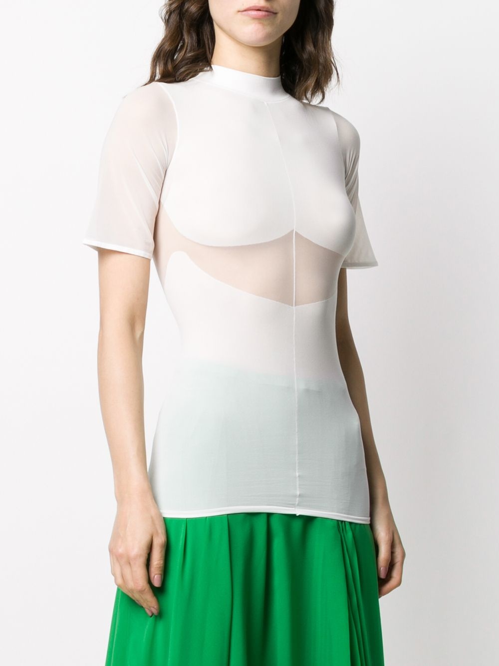 funnel-neck fitted T-shirt - 3