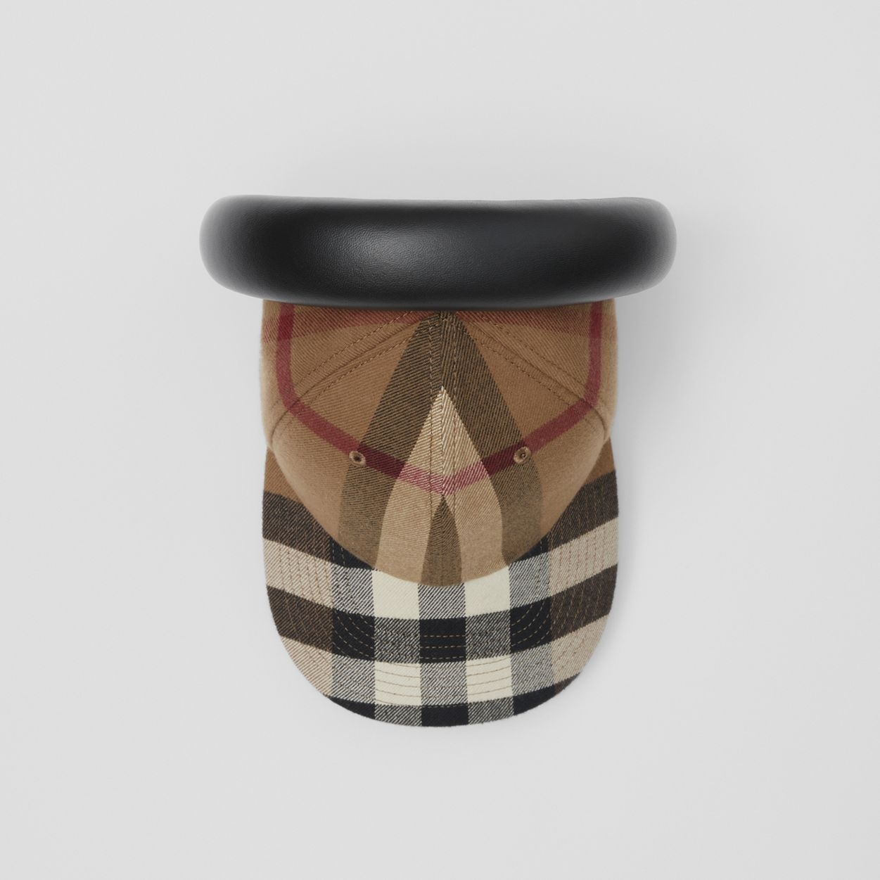 Leather Hairband Check Reconstructed Cap - 5