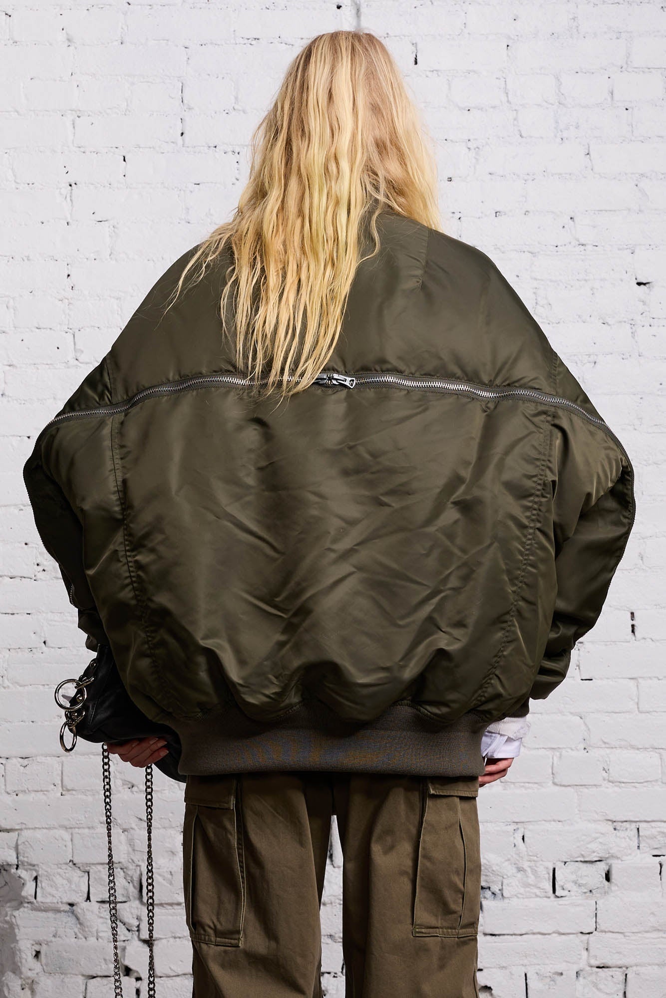 R13 Refurbished Liner Bomber Jacket In Olive for Women