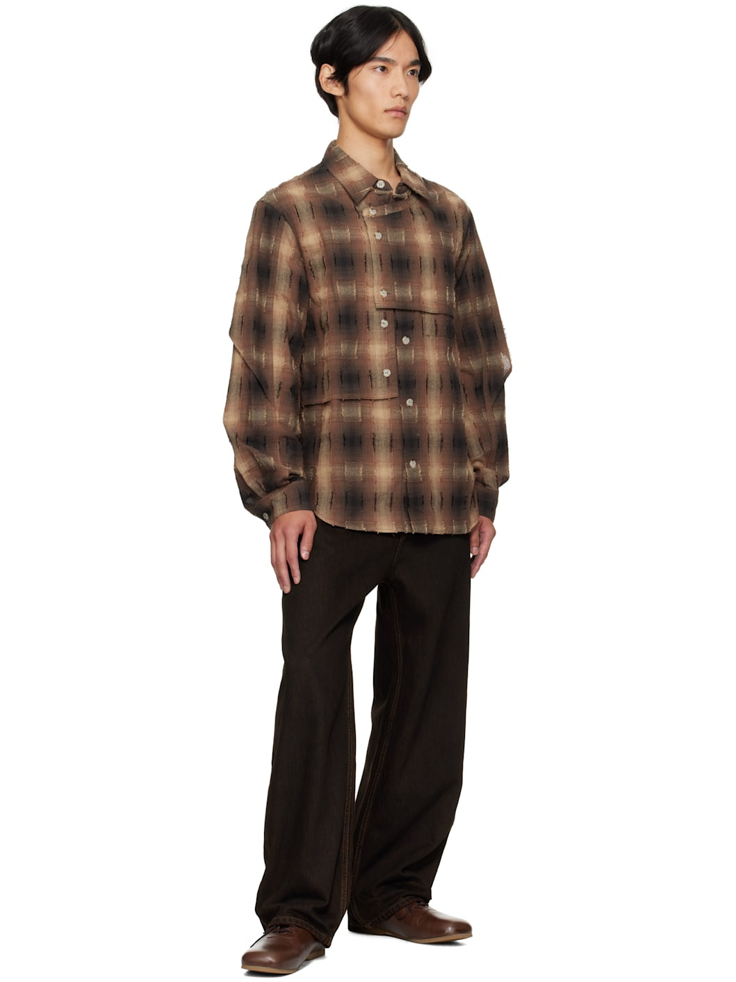 Brown Check Layered Shirt - 4