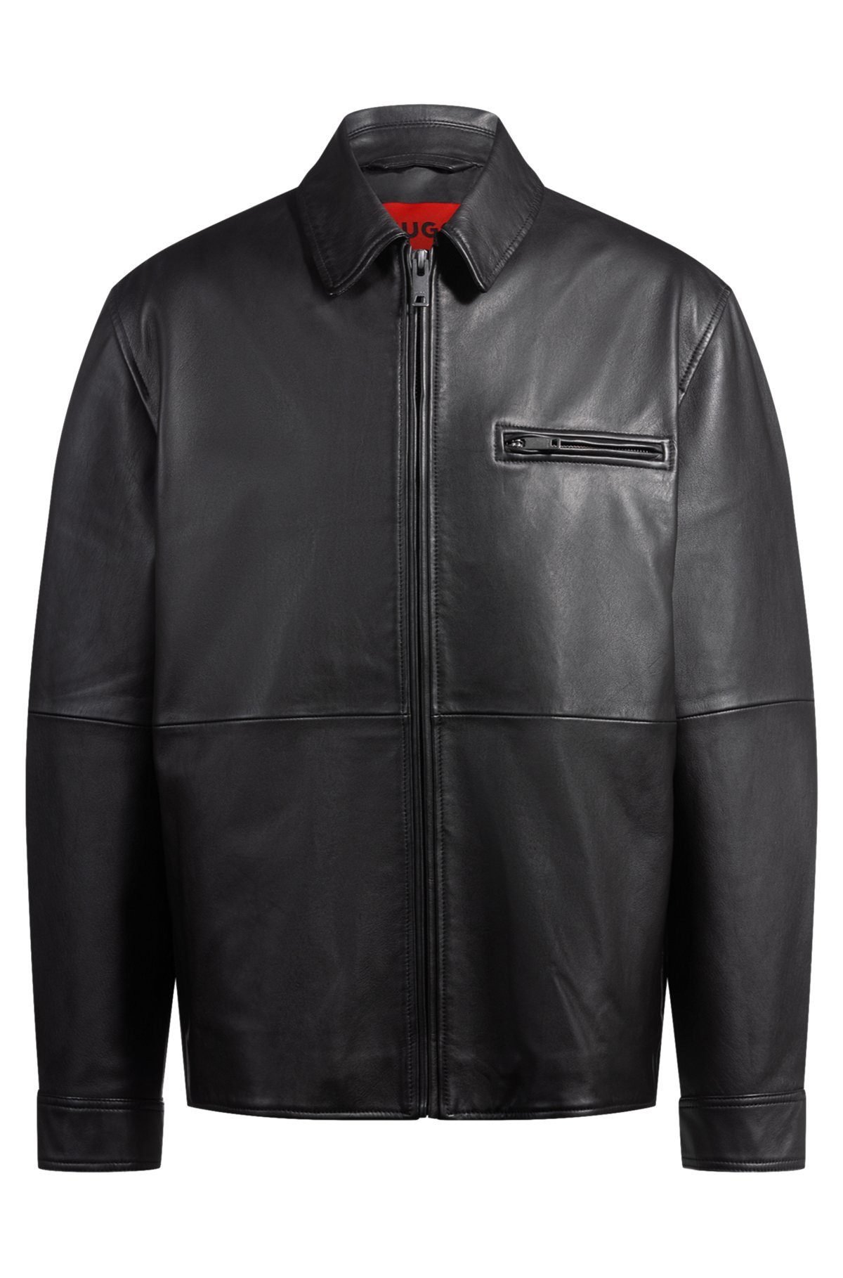 ZIP-UP LEATHER JACKET WITH CHEST POCKET - 1