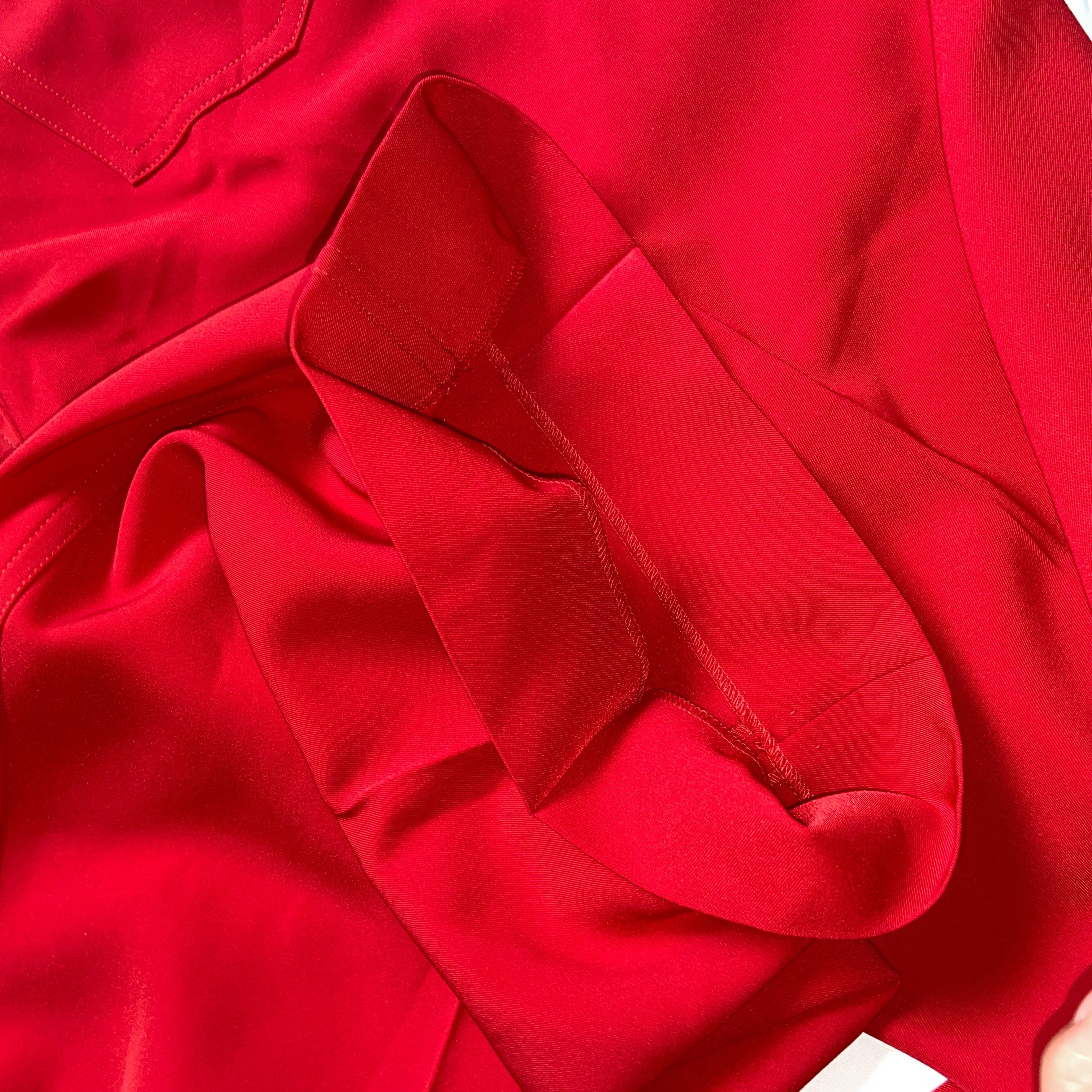 Balenciaga Bwnt ss19 runway set red 80s boxy shoulder blazer pants suit set 44 - 32