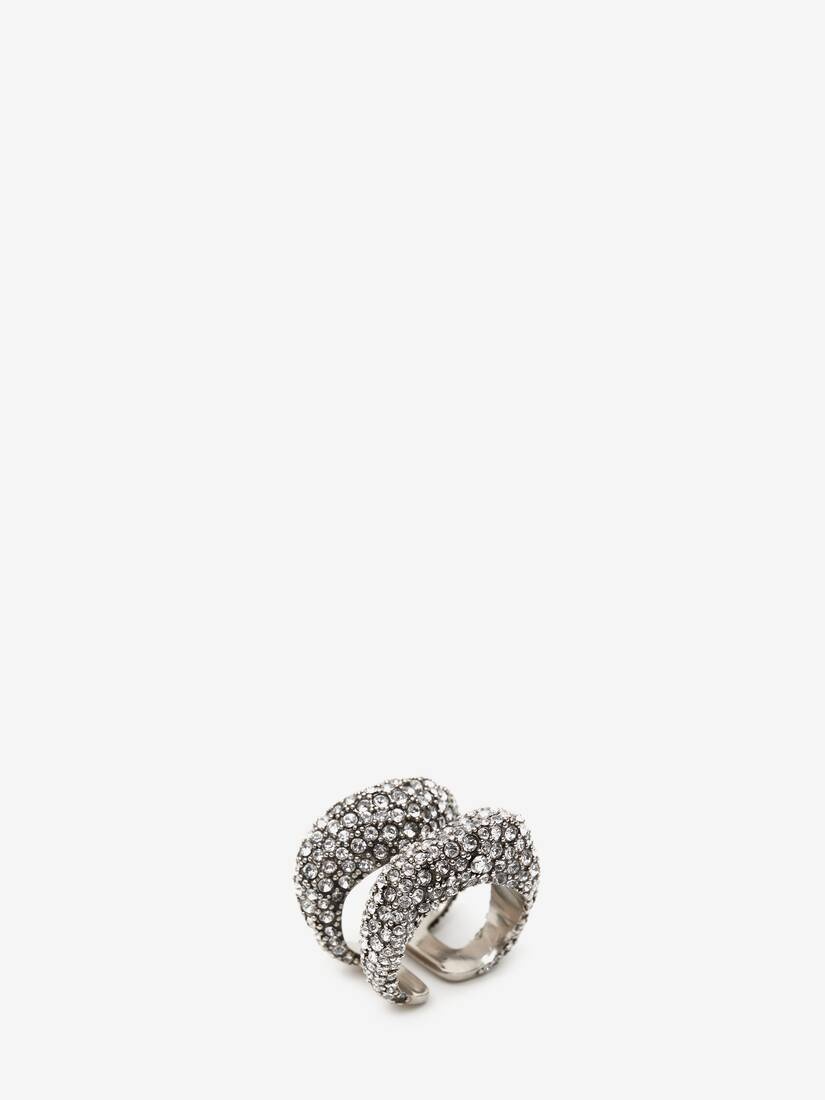 Women's Pave Sculptural Cut-out Ring in Antique Silver - 5