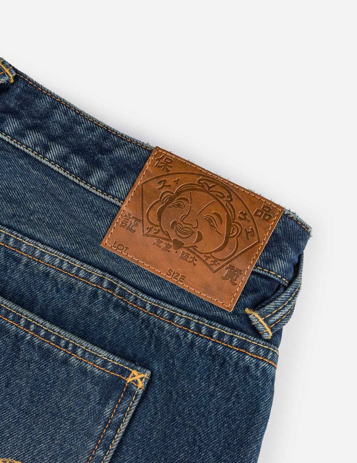 Seagull Embroidery Regular Fit Washed Denim Jorts - 6