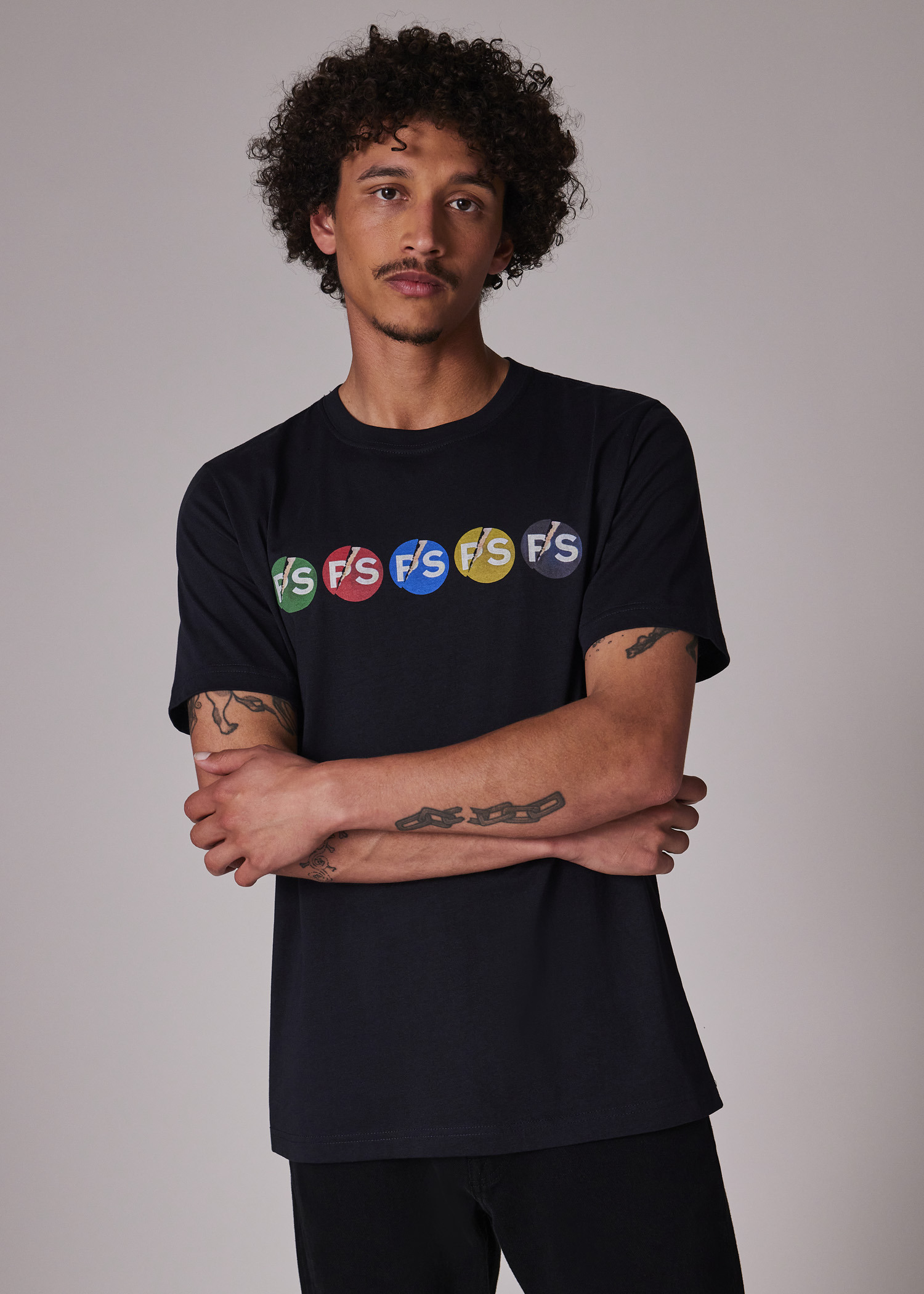 Dark Navy 'PS Broken Circle' Print T-Shirt - 5