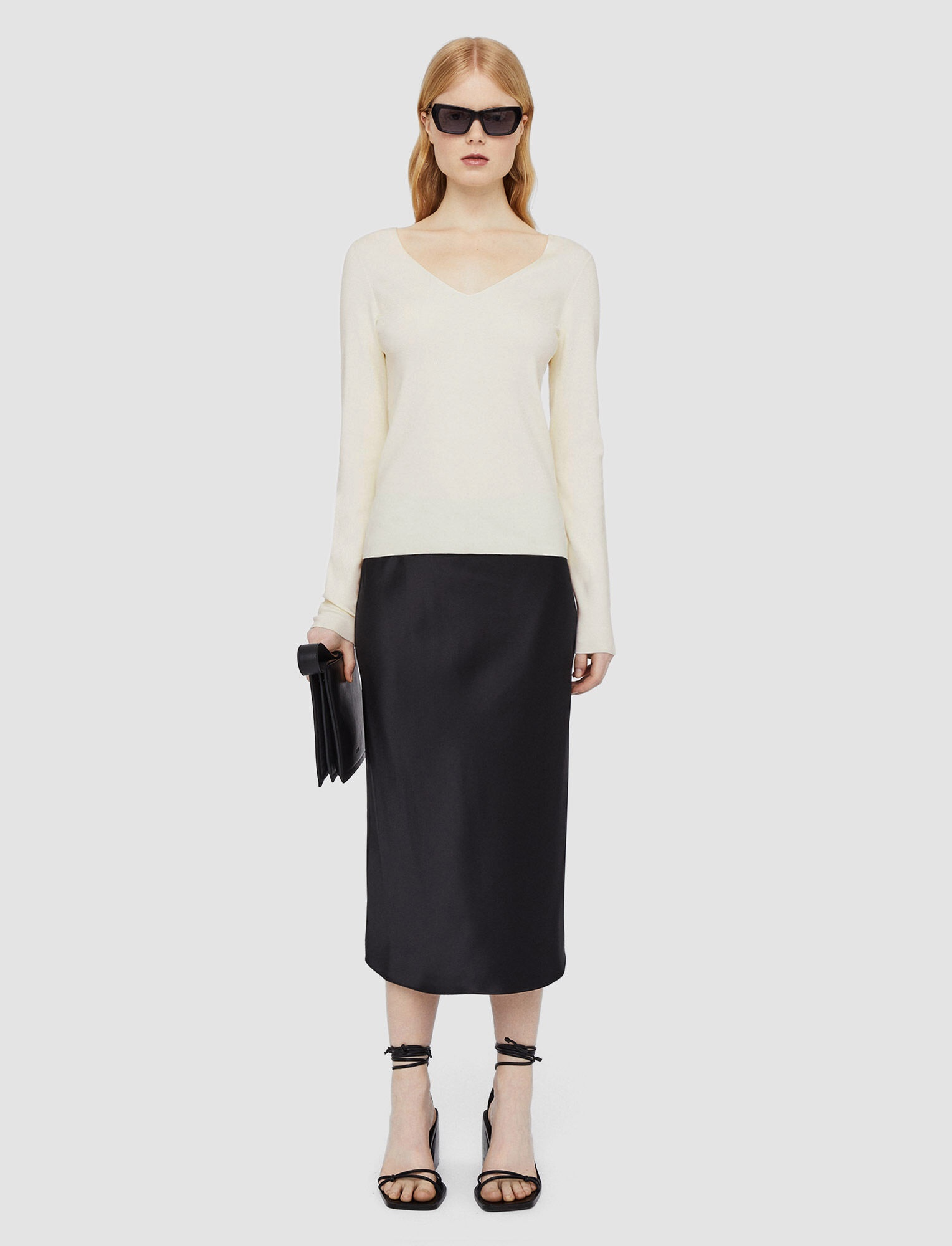 Silk Stretch V Neck Top - 2