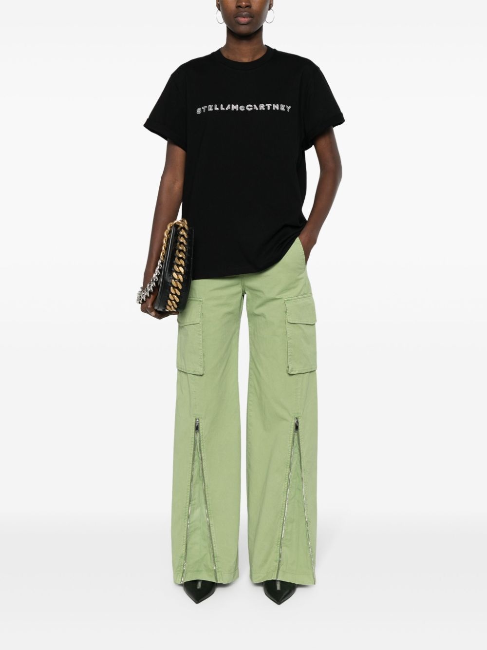 Tシャツ・カットソー STELLA MCCARTNEY COTTON T-SHIRT WITH CRYSTAL LOGO Stella McCartney crystal-logo cotton T-shirt | REVERSIBLE