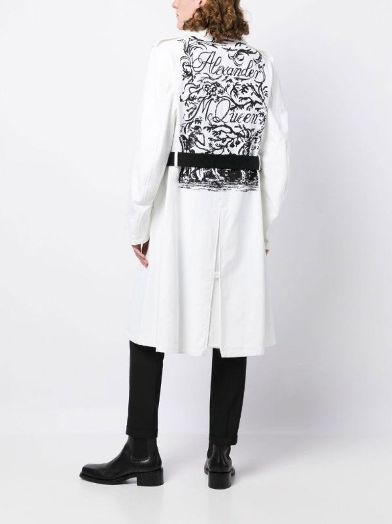 Alexander McQueen ALEXANDER MCQUEEN Illustration Trench Coat White/Black outlook