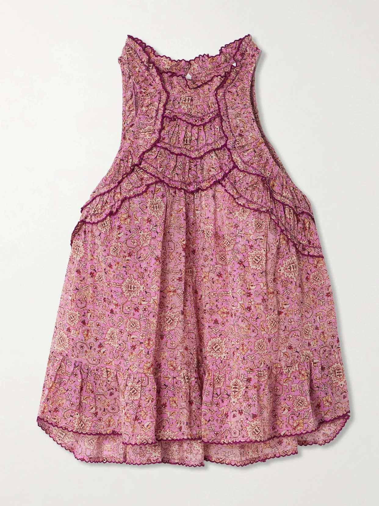 Carlee Ruffled Embroidered Floral-print Cotton-voile Top - 1