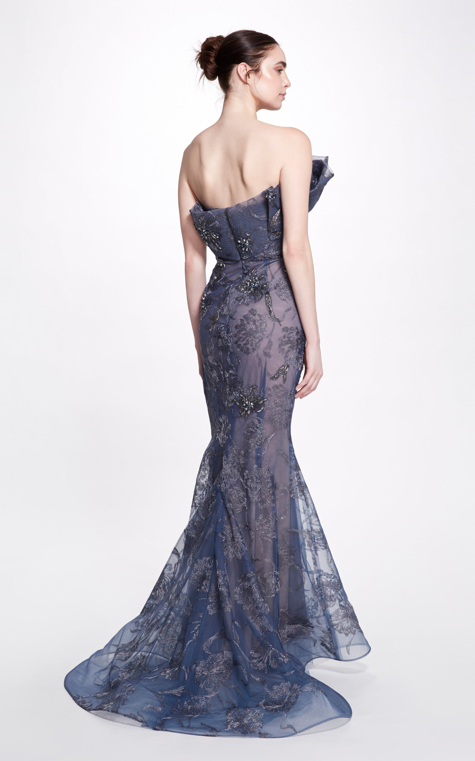 Metallic Embroidered Tulle Gown purple - 6