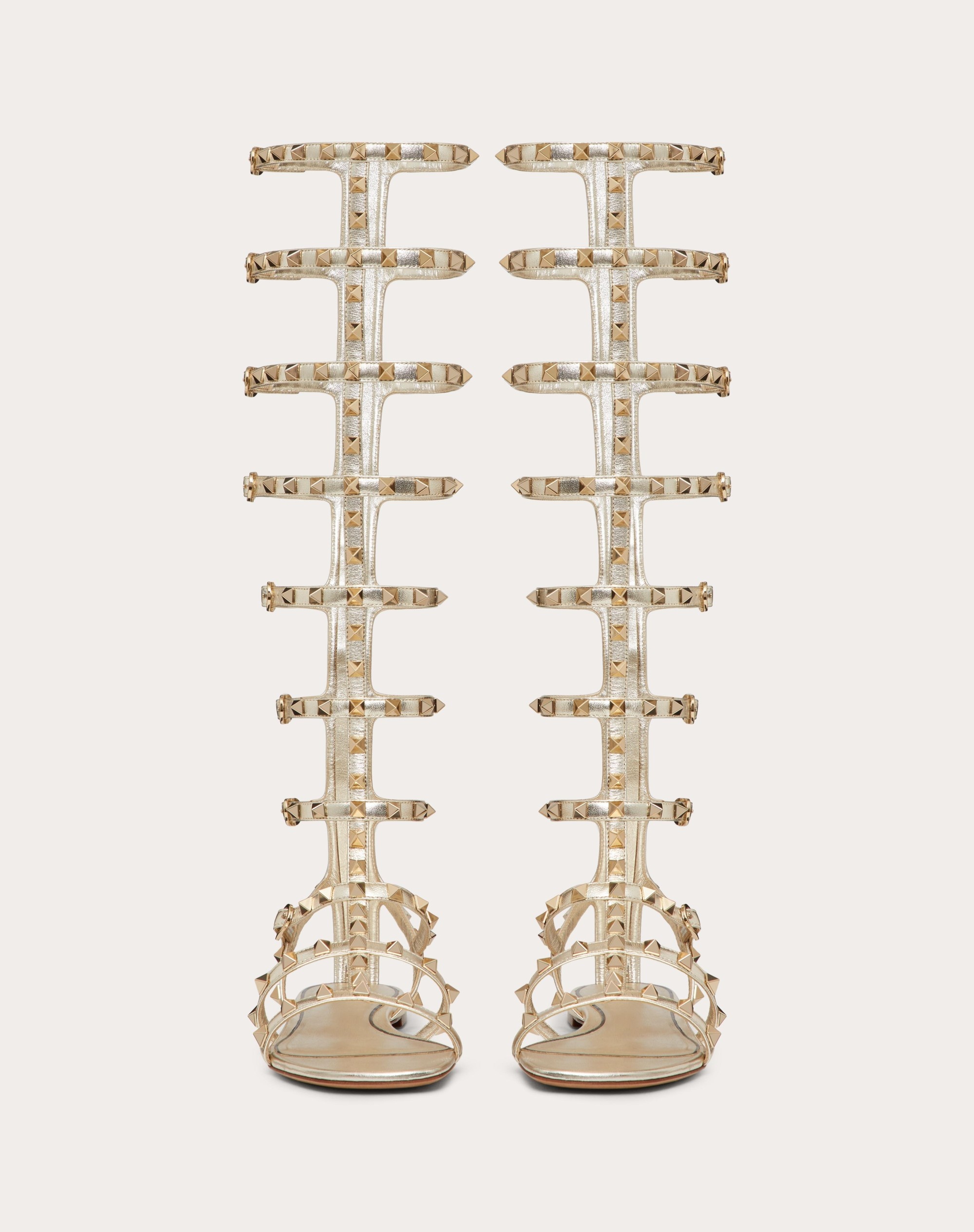ROCKSTUD FLAT METALLIC NAPPA SANDAL - 4