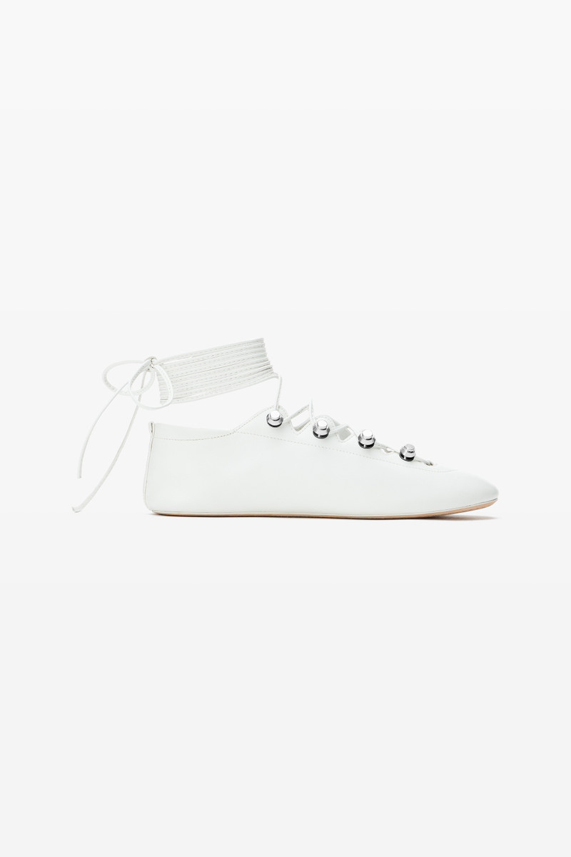 Vyolette Lace-Up Flat in Leather - 1