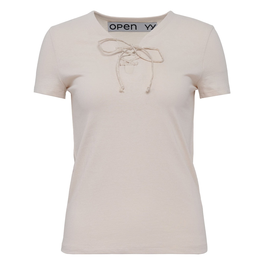● OPEN YY ● LACE-UP JERSEY TEE OPEN YY Lace-Up Jersey Tee | REVERSIBLE