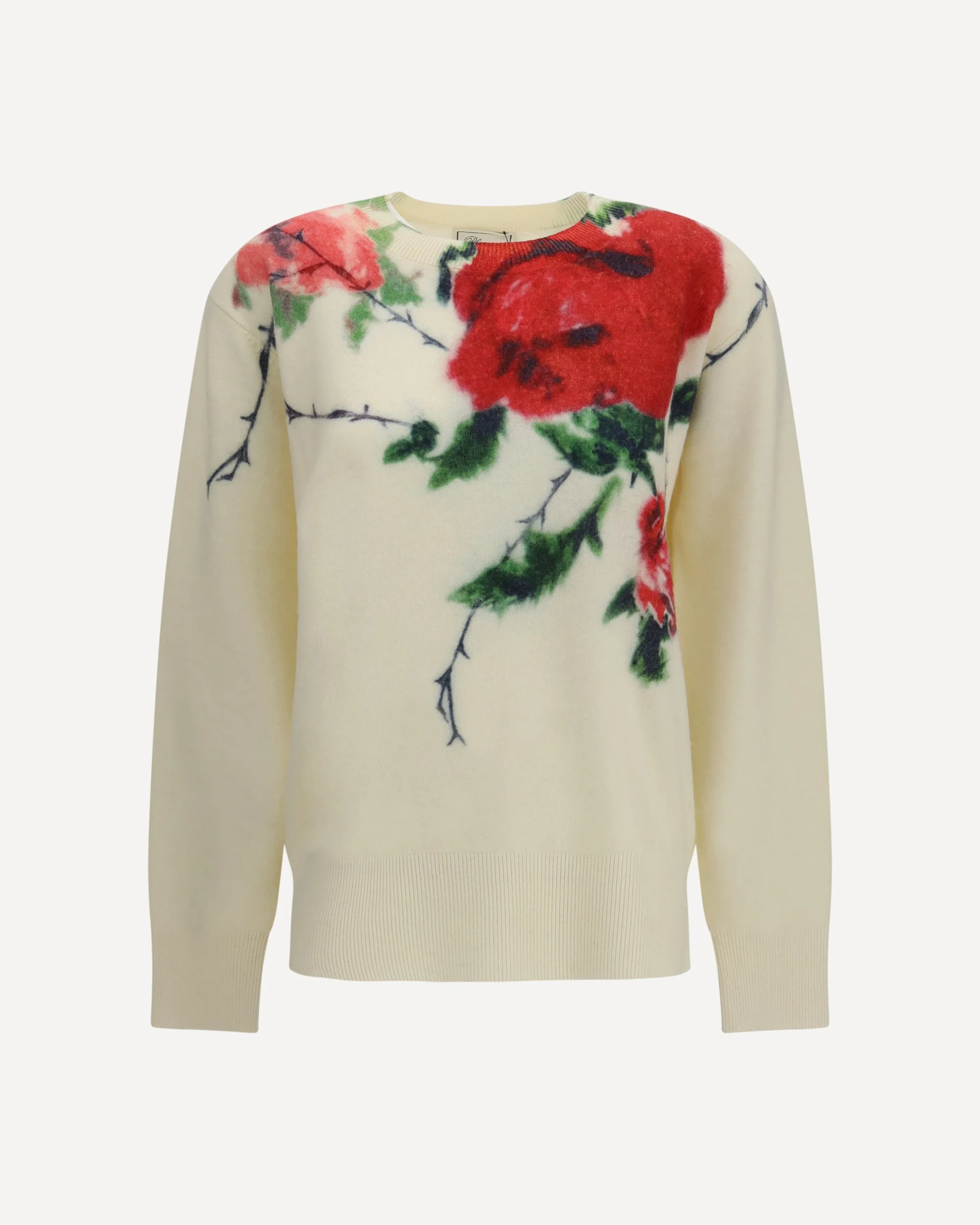 Cashmere-blend Sweater with rose print - 1