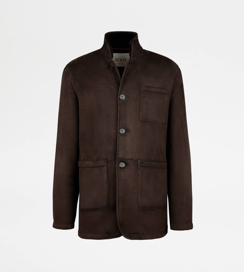 CASTELLO JACKET IN SHEARLING VELOUR - BROWN 1