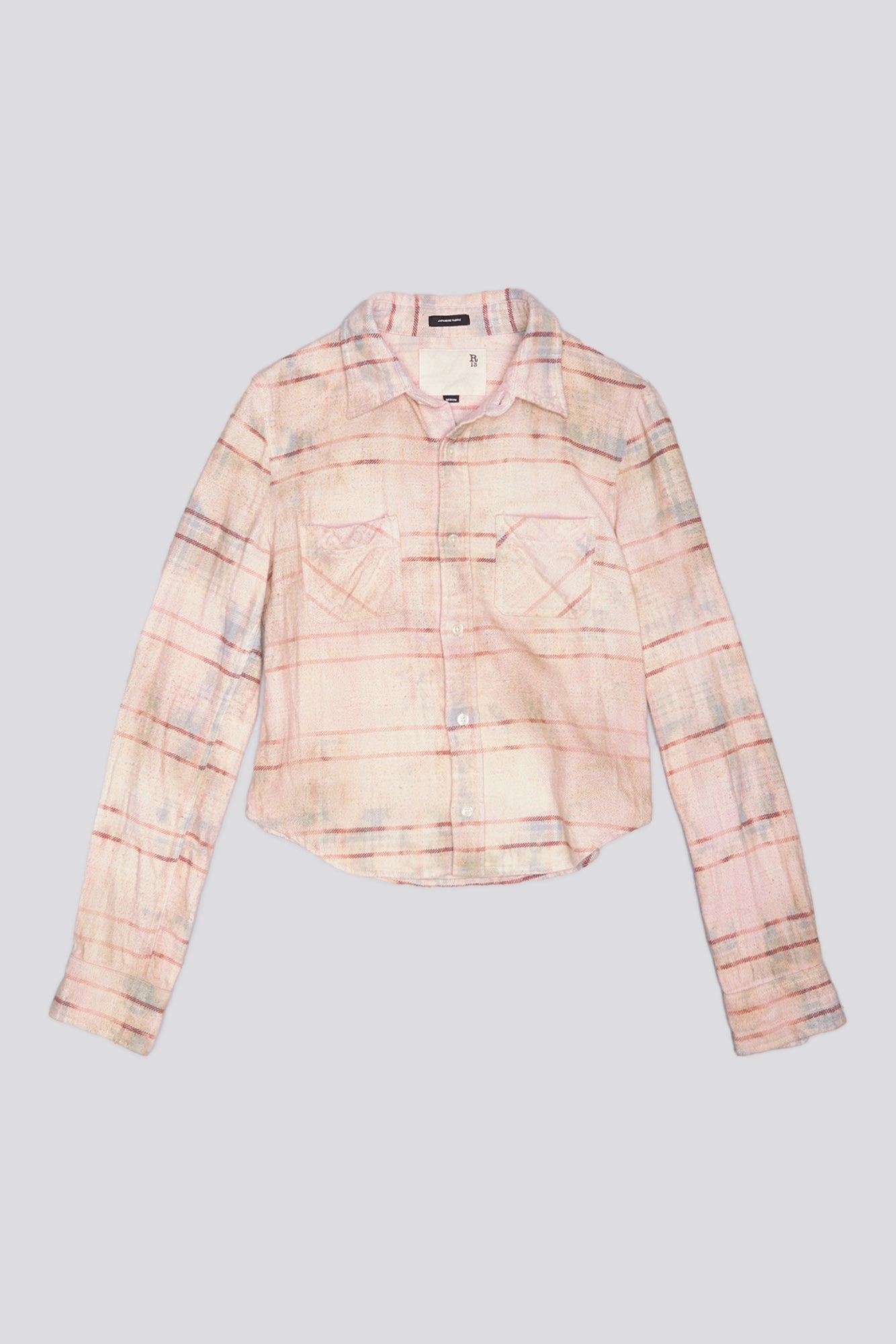 SHRUNKEN WORKSHIRT - PINK OVERDYED PLAID - R13 - 1