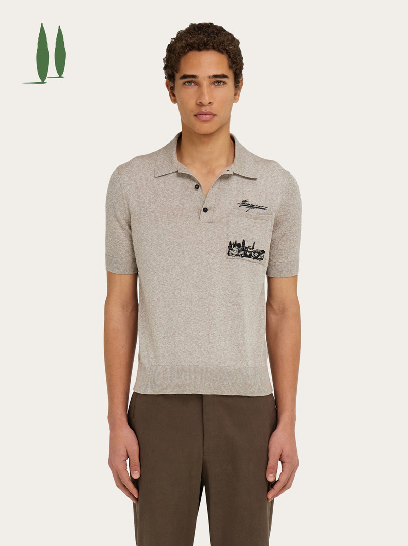FERRAGAMO Back to Earth - Tuscany print polo shirt outlook