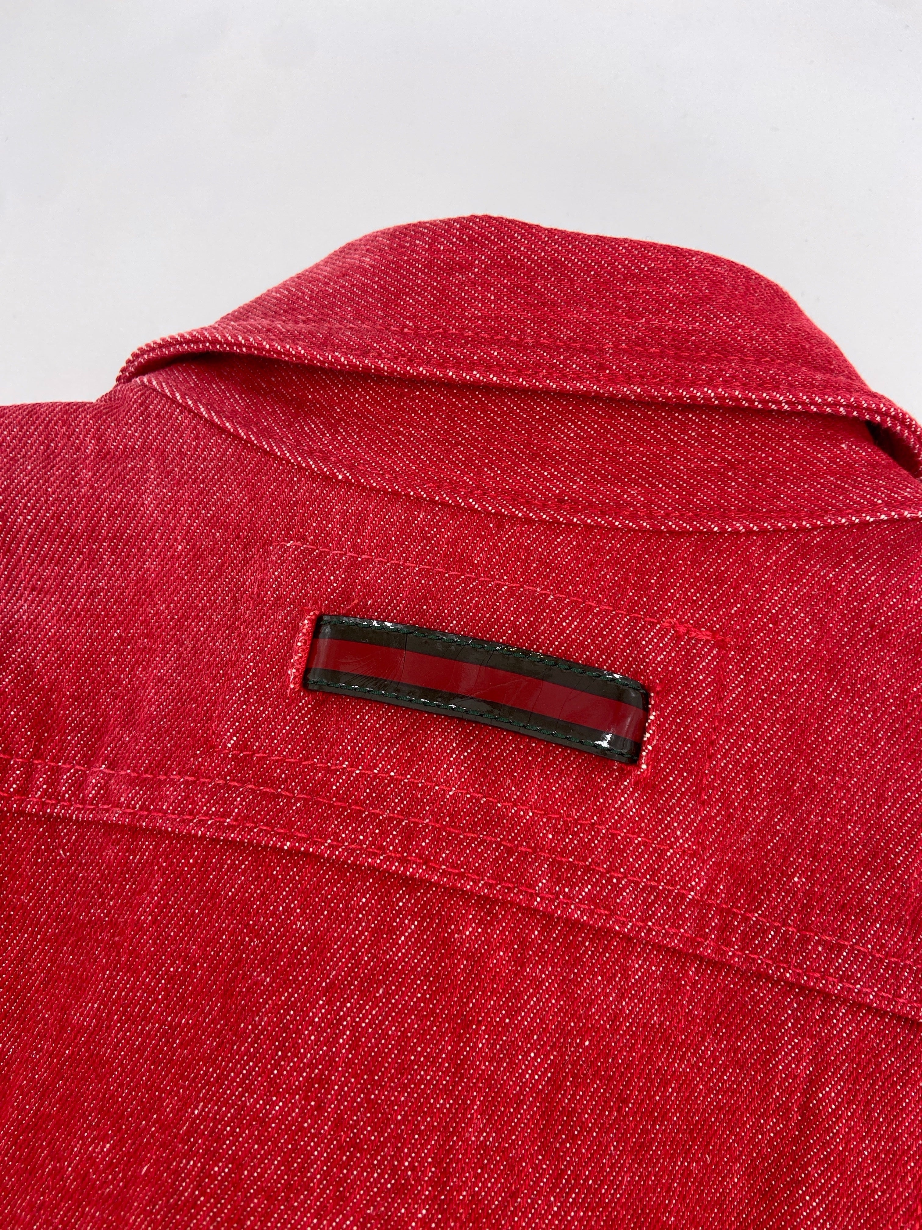 Gucci Fall 1999 Tom Ford Red Denim Jacket - 12