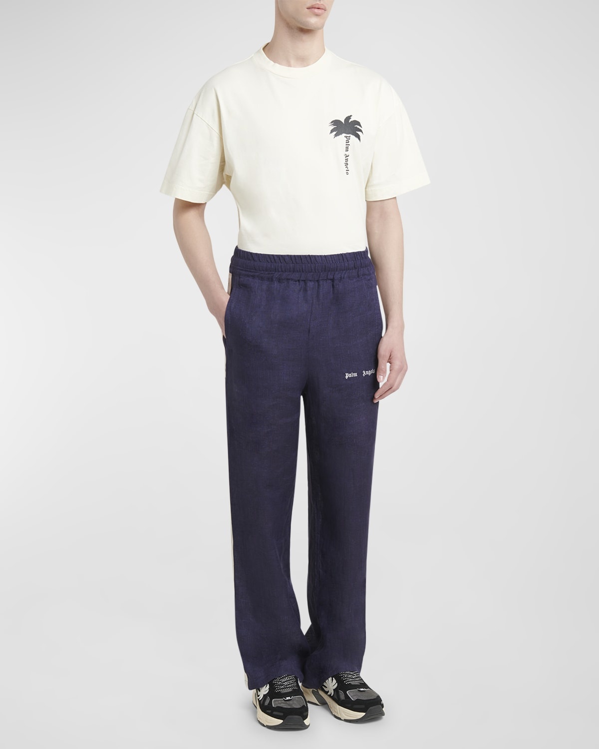 Men's Classic Logo Linen-Blend Track Pants - 3