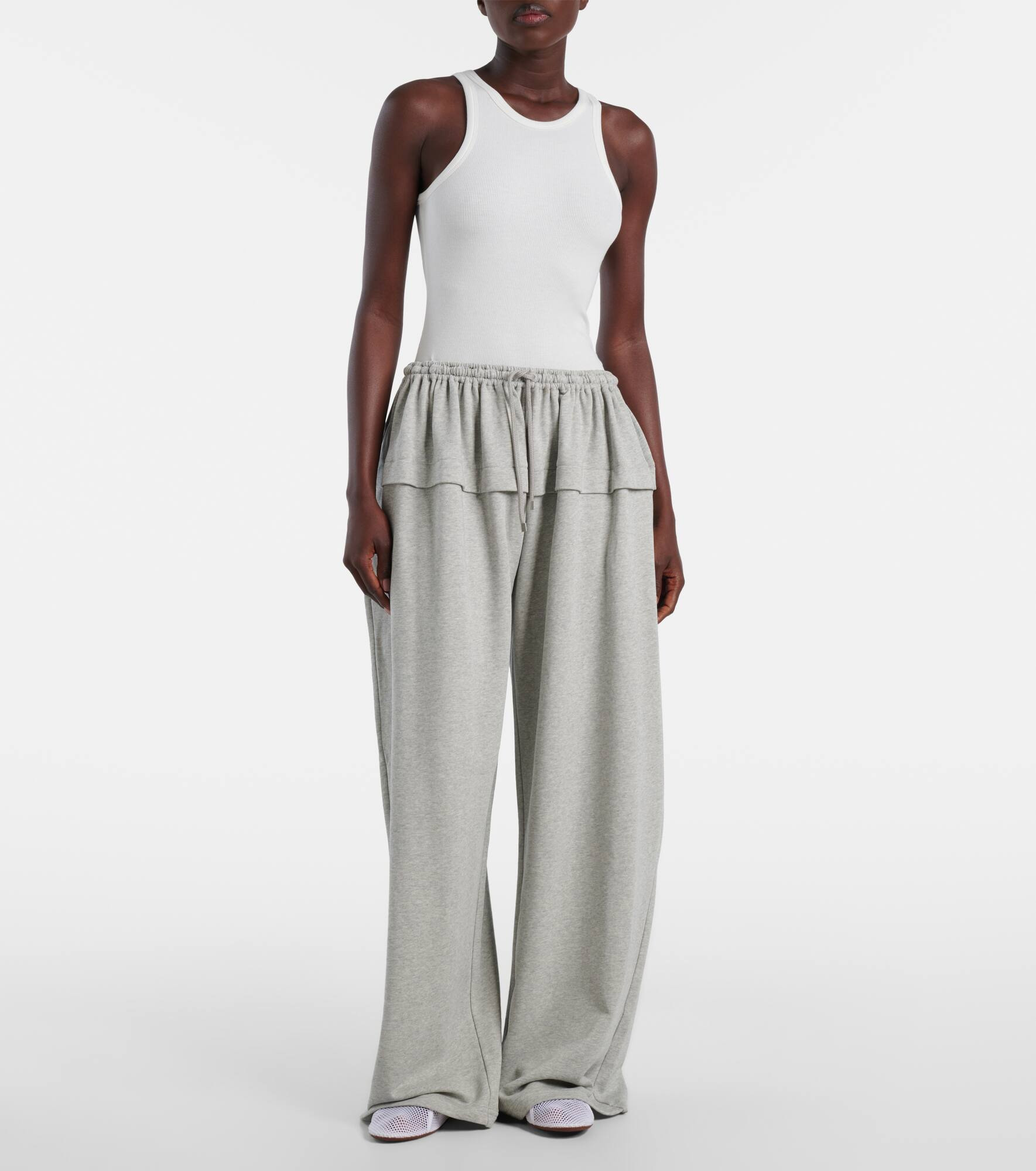 Ruffled cotton-blend track pants - 2