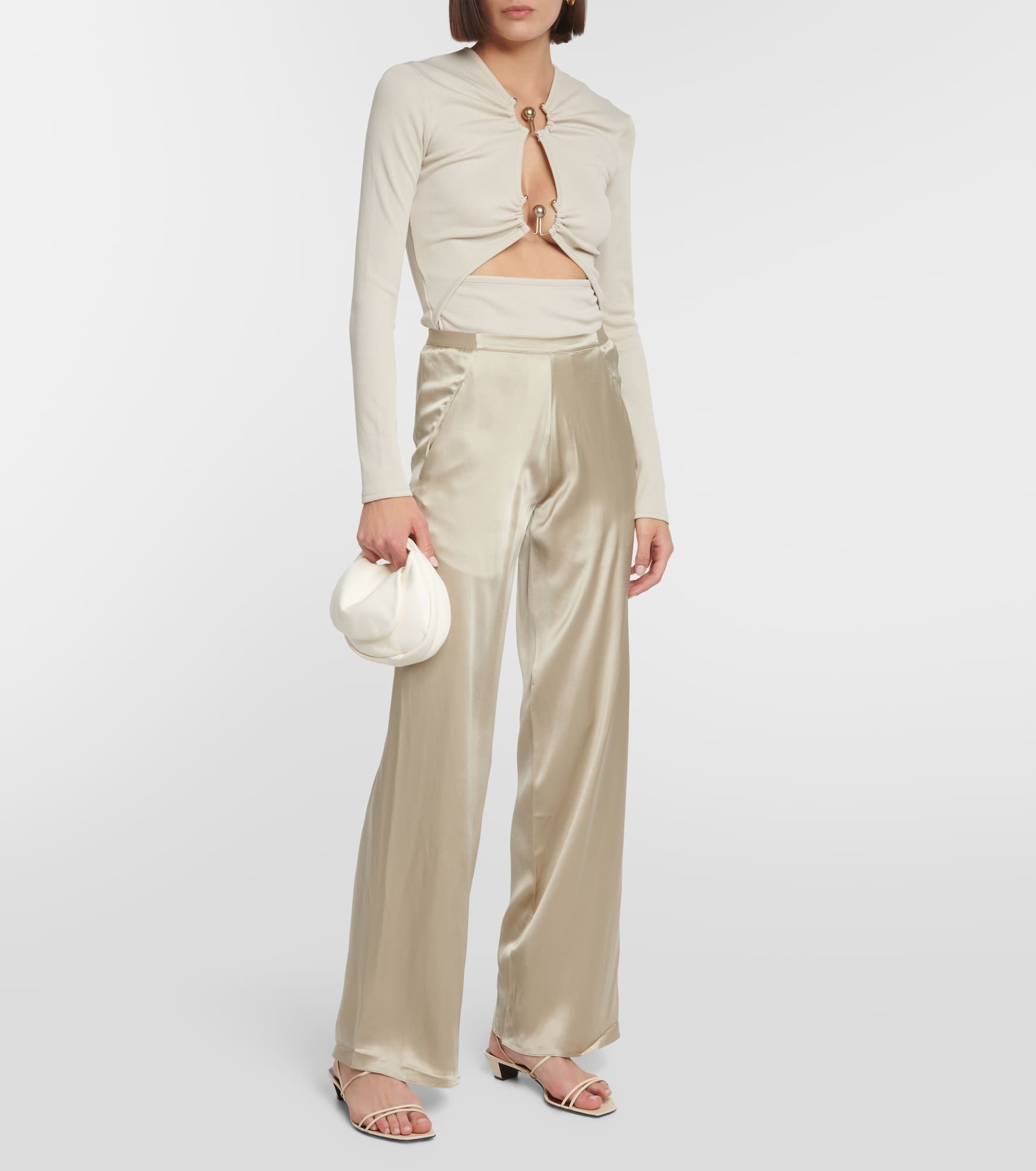 Silk satin straight pants - 2