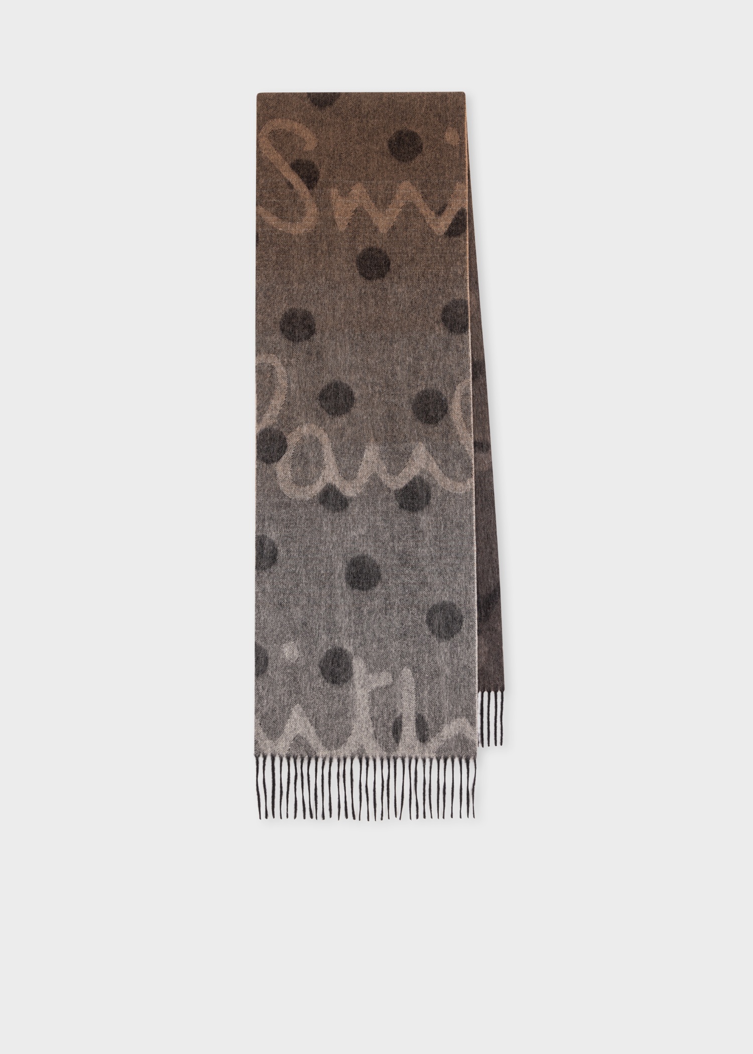 Grey Gradient Polka Lambswool-Cashmere Scarf - 1