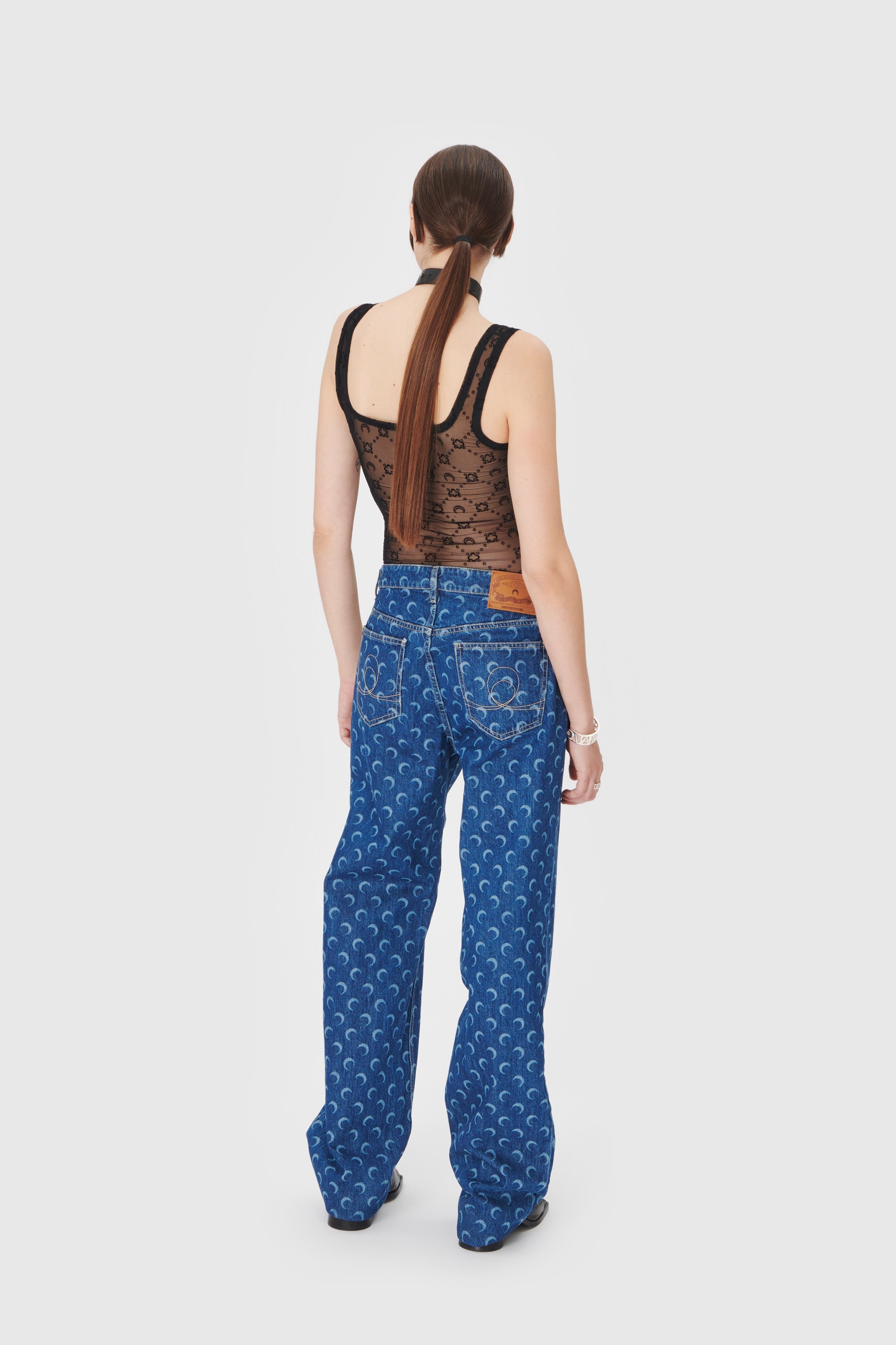 Moonogram Mesh Flock Bodysuit - 2