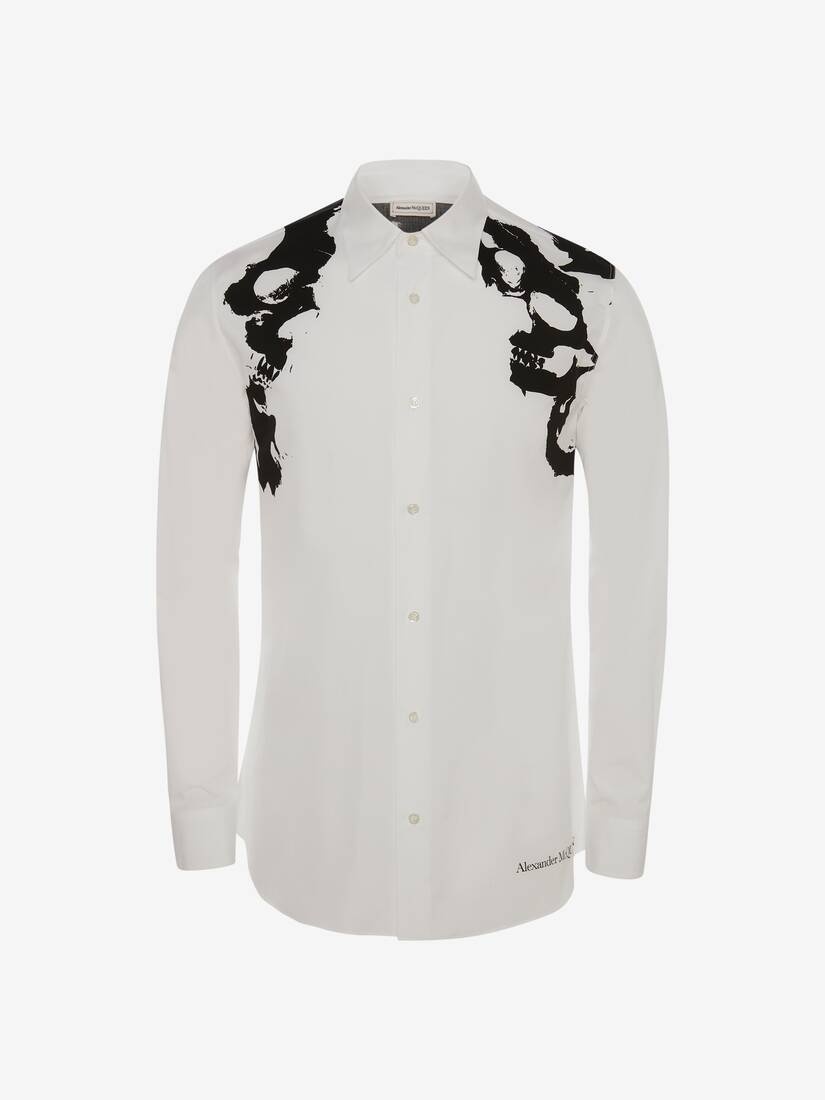 Skull Camouflage Print Harness Shirt in White/black - 1