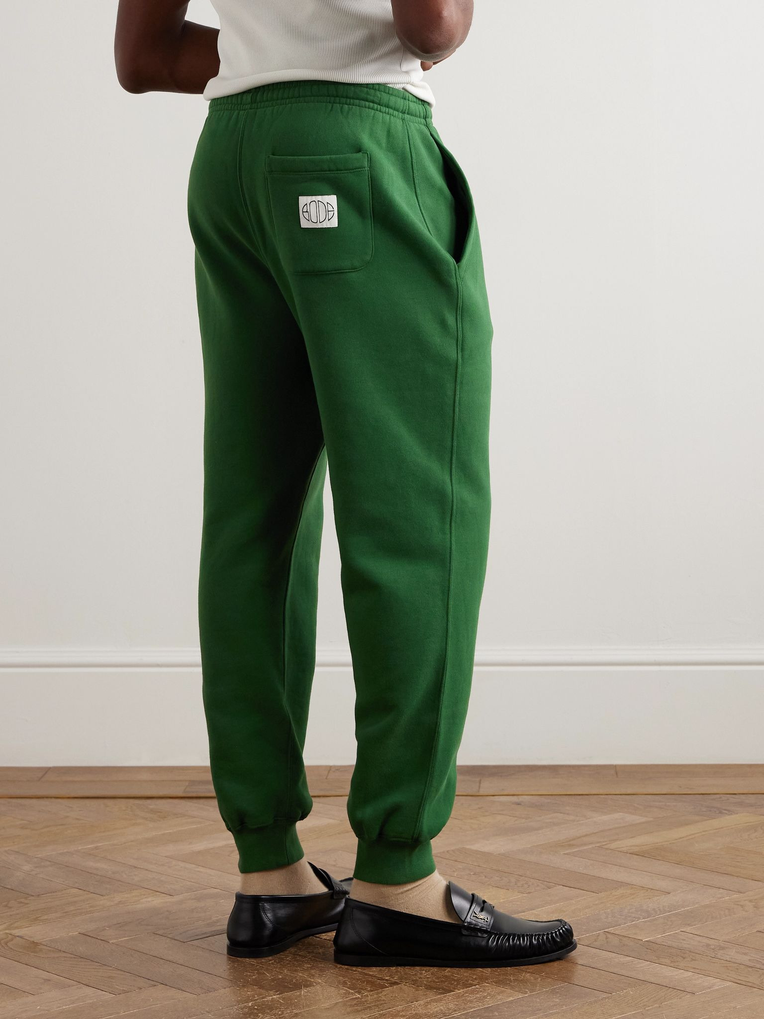 Tapered Cotton-Jersey Sweatpants Green - 4