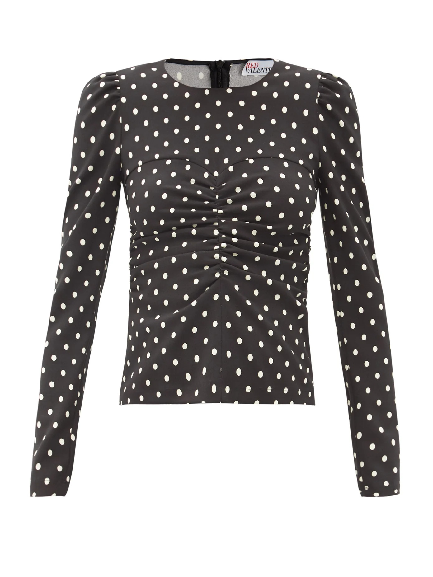 Ruched polka-dot crepe top - 1