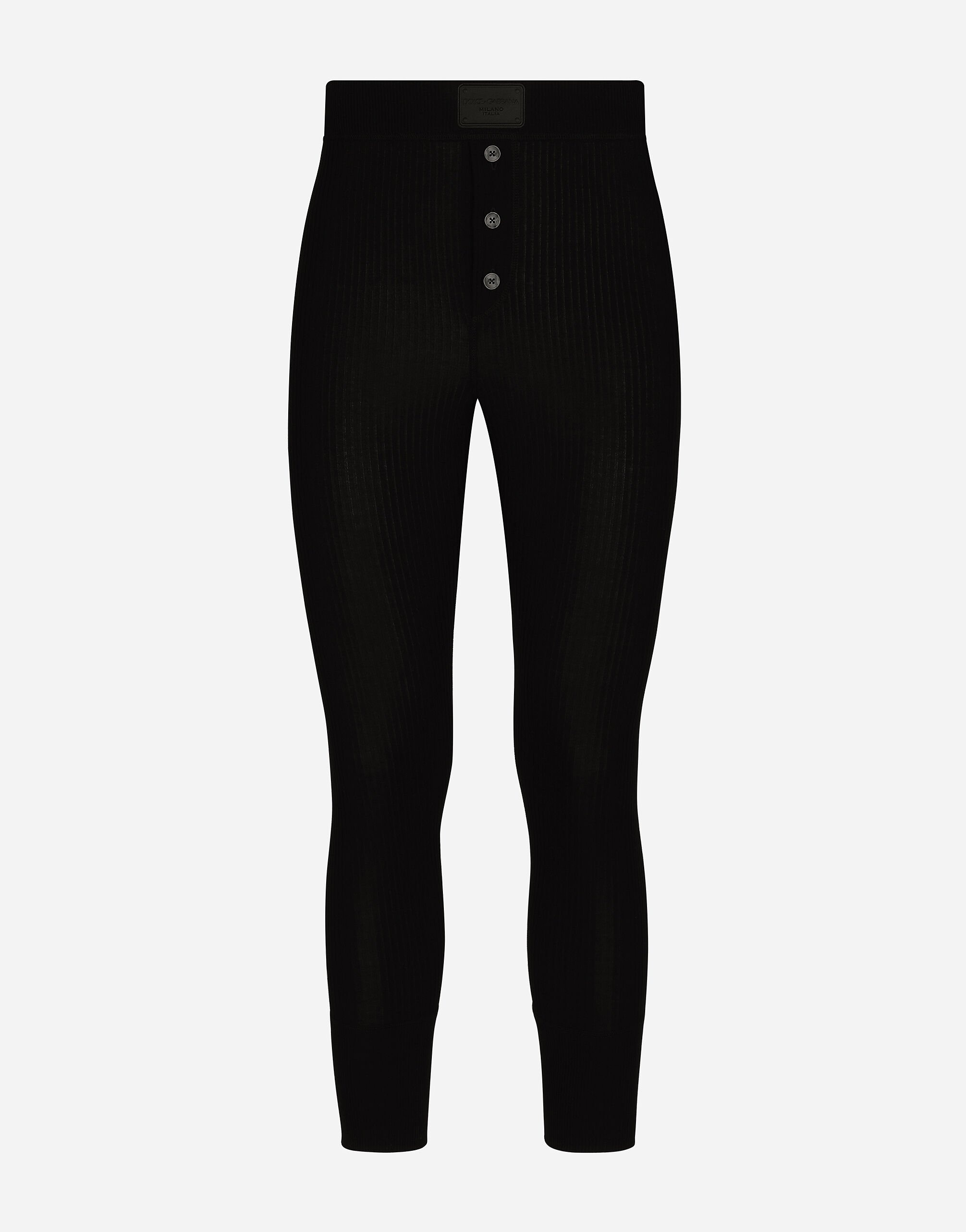 Fine-rib cotton leggings with tag - 1