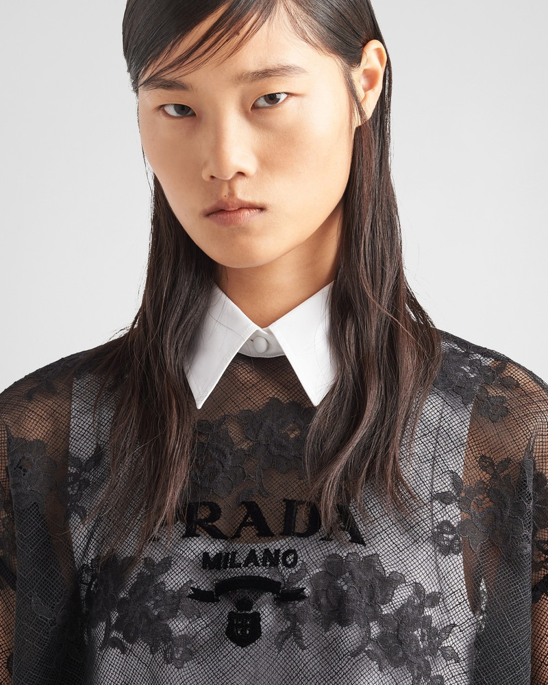 Prada Embroidered lace and poplin mini-dress - P3I67R_12BZ_F0967_S_231 |  REVERSIBLE