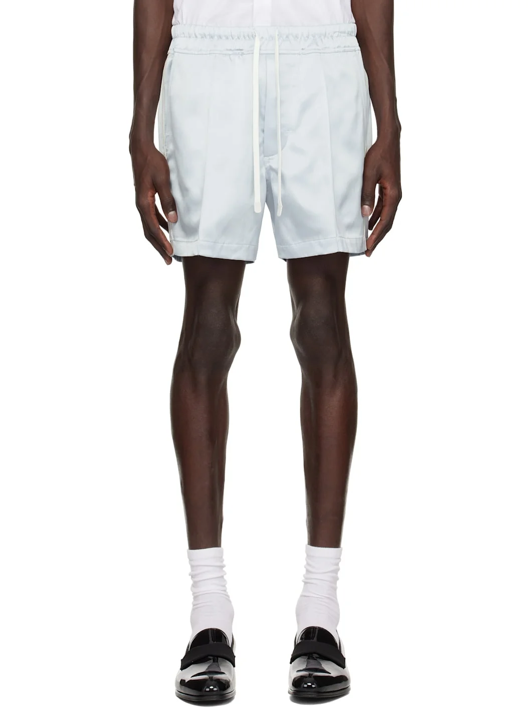 Blue Shiny Satin Shorts - 1