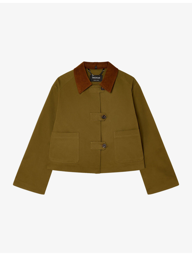 Short Corduroy-Collar Cotton Jacket 1