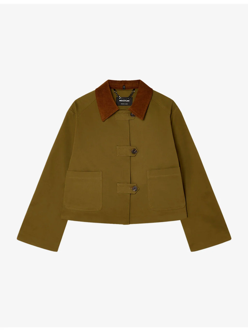 Short Corduroy-Collar Cotton Jacket - 1