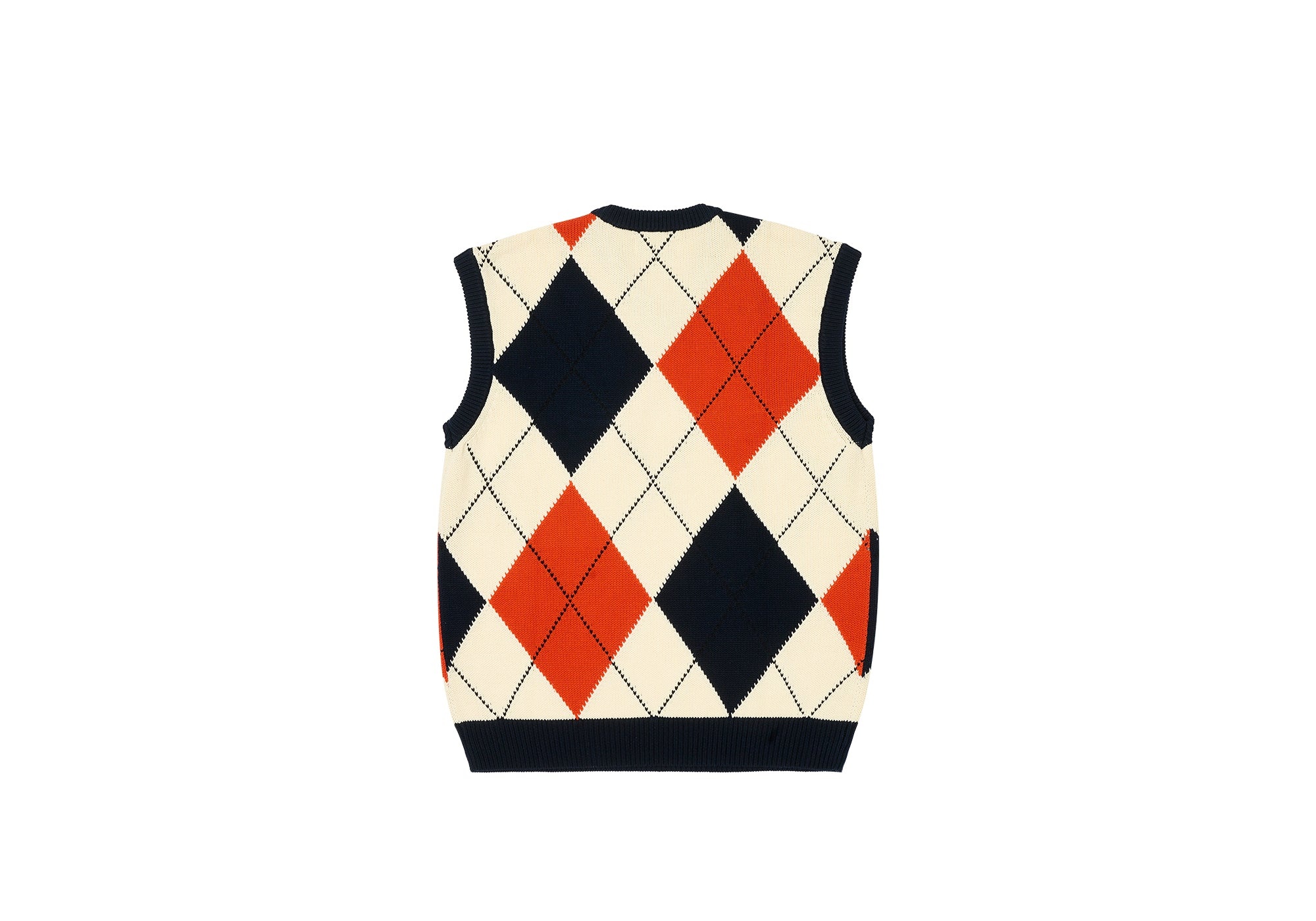 ARGYLE KNIT VEST NAVY / ORANGE - 2