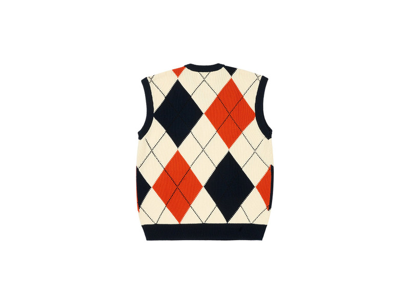 PALACE ARGYLE KNIT VEST NAVY / ORANGE outlook