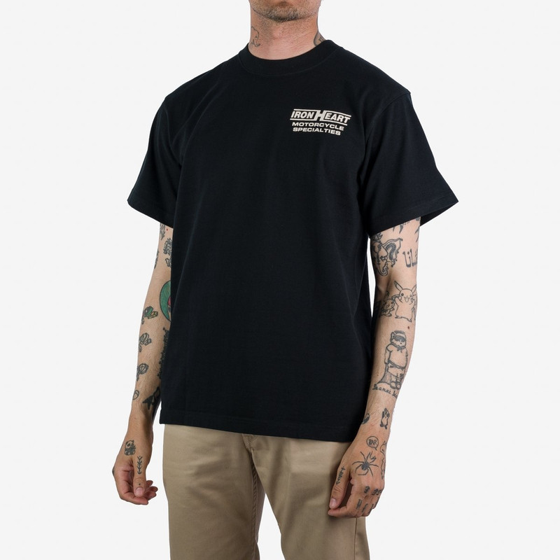 Iron Heart IHPT-2302-BLK 7.5oz Printed Loopwheel Crew Neck T-Shirt - Black outlook