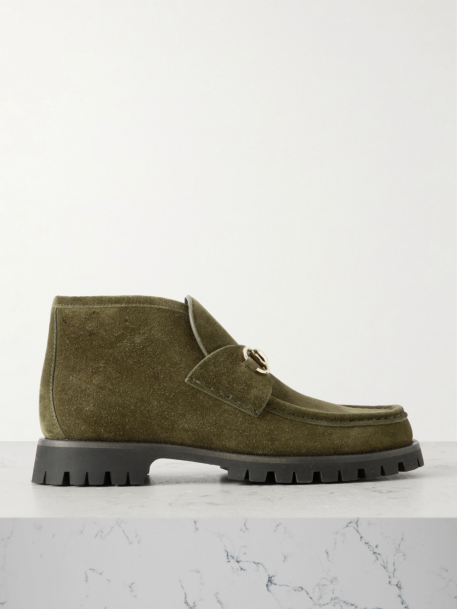 Sylke horsebit-detailed suede ankle boots Green - 1